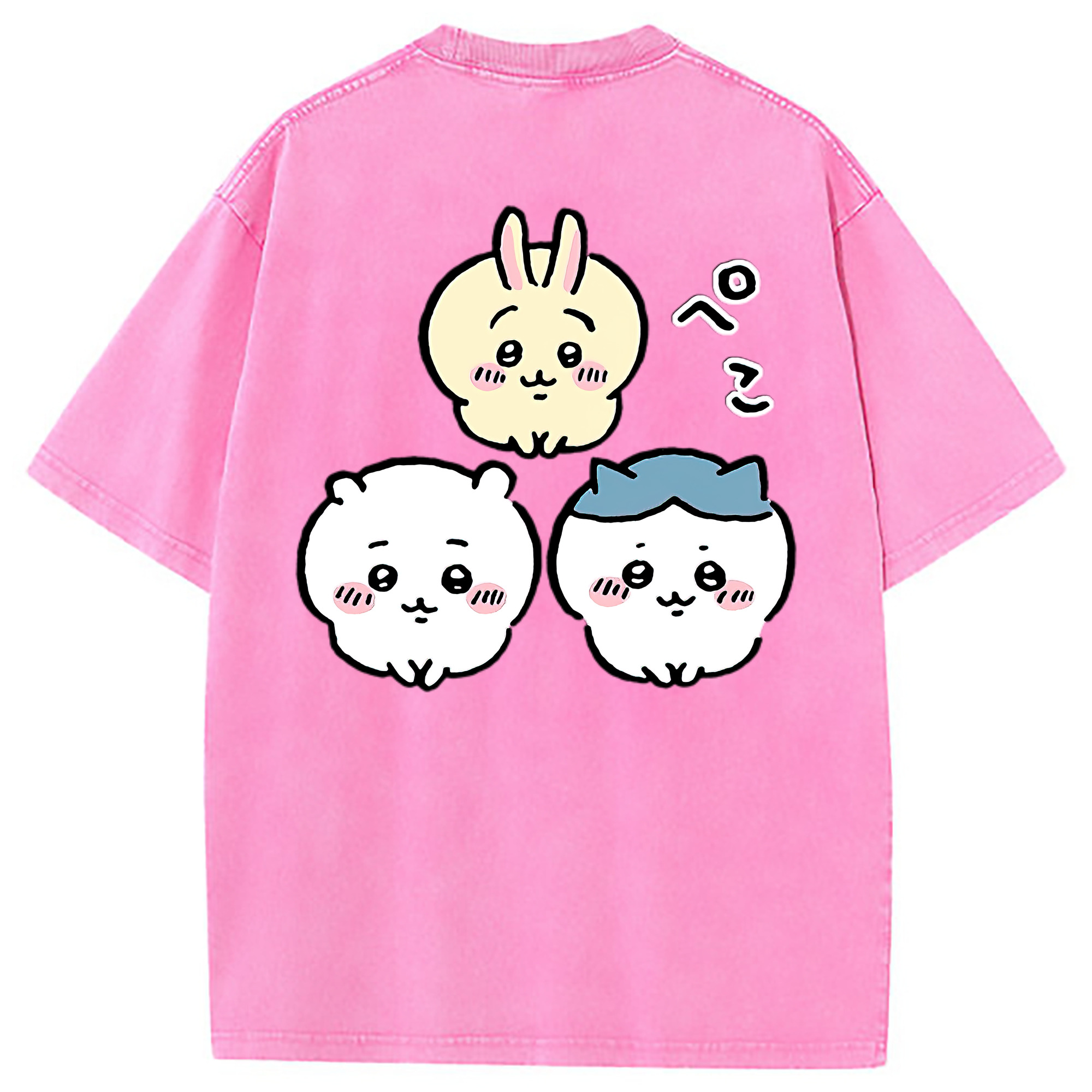 （画像用） ちいかわ うさぎ Chii-kawa usagi 綿100% ヴィンテージ風 半袖Tシャツ（背面プリント）